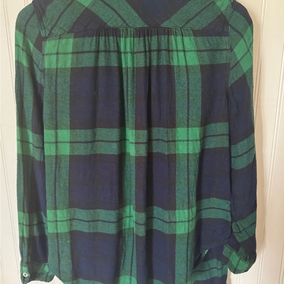 AERIE | Green Blue Plaid Flannel Boyfriend Button Top & Jogger set | Sz Medium - Picture 7 of 10